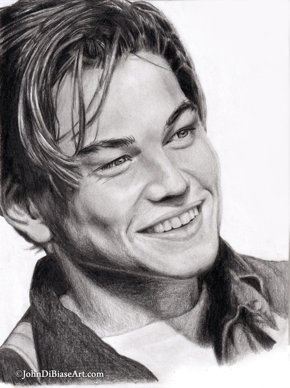 Leonardo DiCaprio Titanic Jack Dawson Freehand Graphite Pencil Drawing