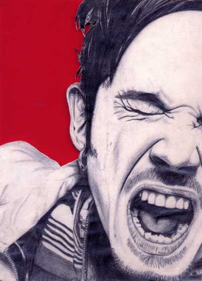 Eric Champion Pencil Drawing Cutout on Foam Board