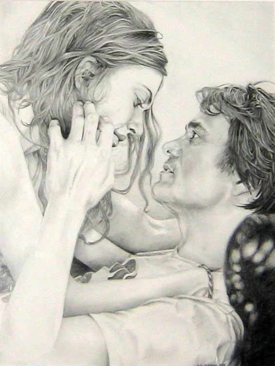 Kate Winslet and Jim Carrey in “Eternal Sunshine Of The Spotless Mind” Pencil Drawing