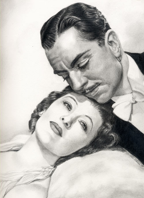Myrna Loy and William Powell Pencil Drawing