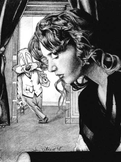 Kate Winslet and Lloyd the Chipmunk Titanic Spoof Freehand Graphite Pencil Drawing