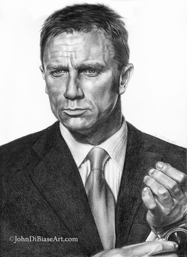 Daniel Craig as James Bond Pencil Drawing The Artwork of John DiBiase
