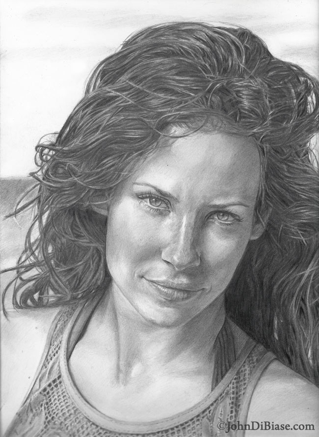 Evangeline Lilly as Kate Austen in LOST Freehand Graphite Drawing