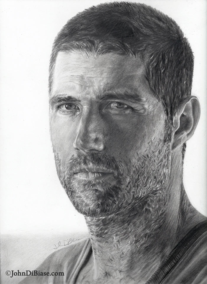Matthew Fox as Jack Shephard in LOST Freehand Graphite Drawing