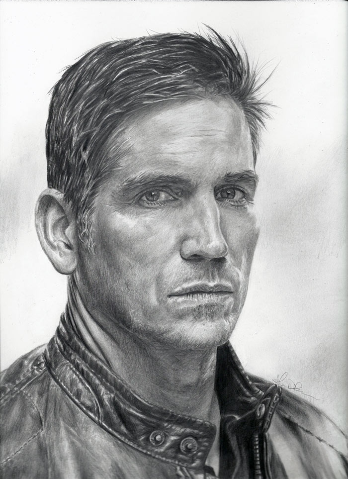 Jim Caviezel as John Reese in Person of Interest Freehand Graphite Pencil Drawing