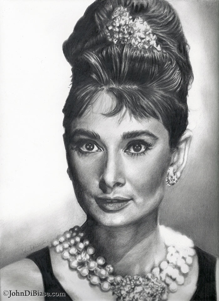 Audrey Hepburn Freehand Graphite Pencil Portrait