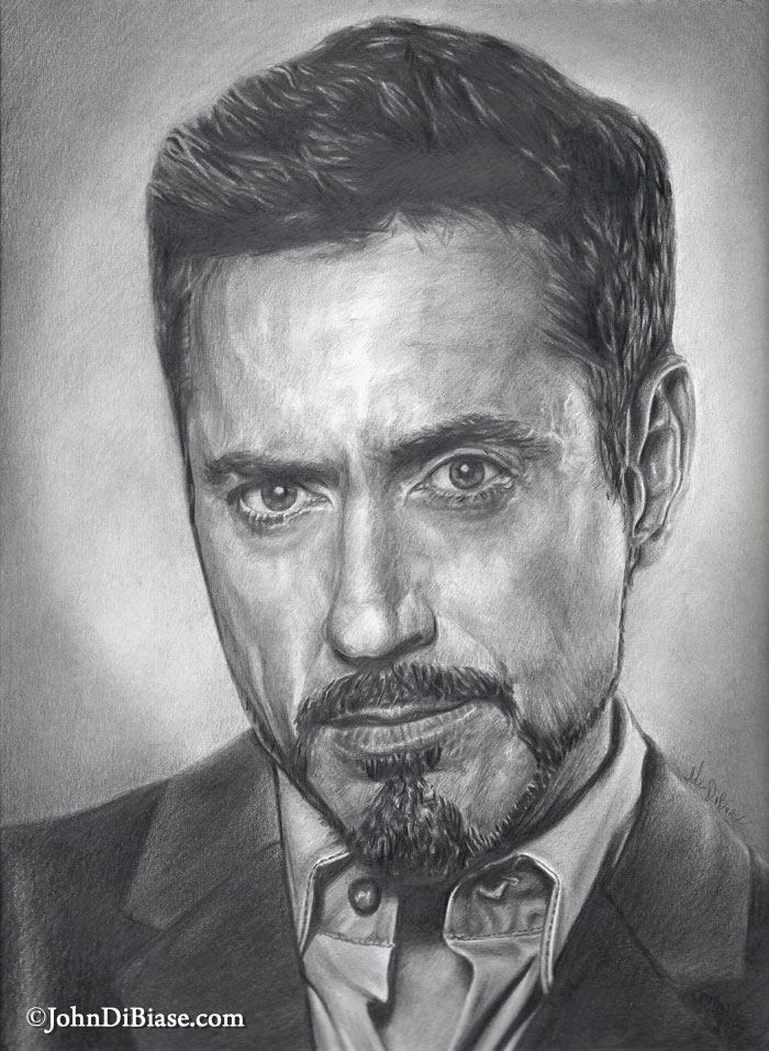 Robert Downey Jr. as Tony Stark (Iron Man) Freehand Graphite Pencil Drawing