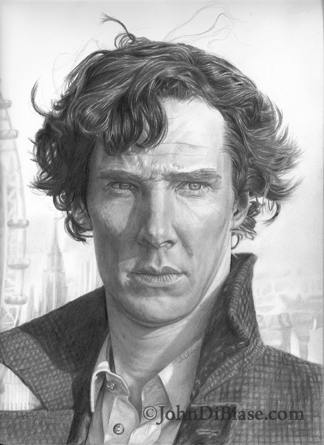 Benedict Cumberbatch as Sherlock Holmes Freehand Graphite Drawing