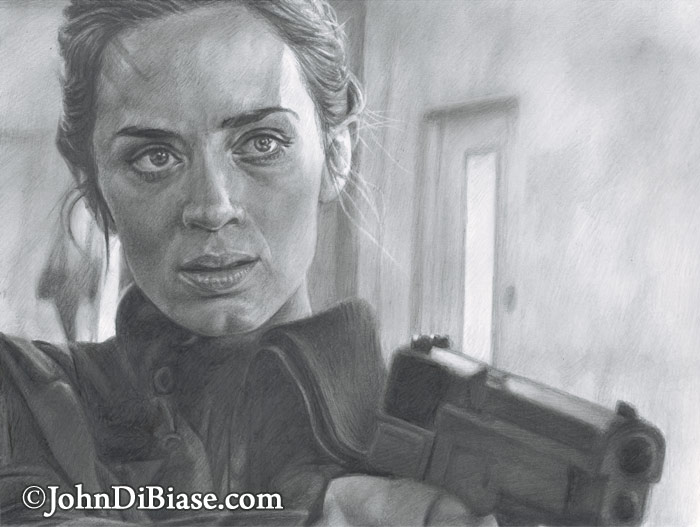 Emily Blunt as Rita in “Edge of Tomorrow” Freehand Graphite Drawing