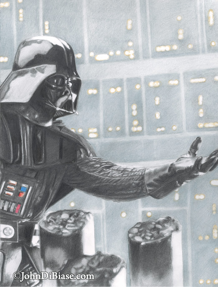 Darth Vader Freehand Colored Pencil and Graphite Portrait Drawing