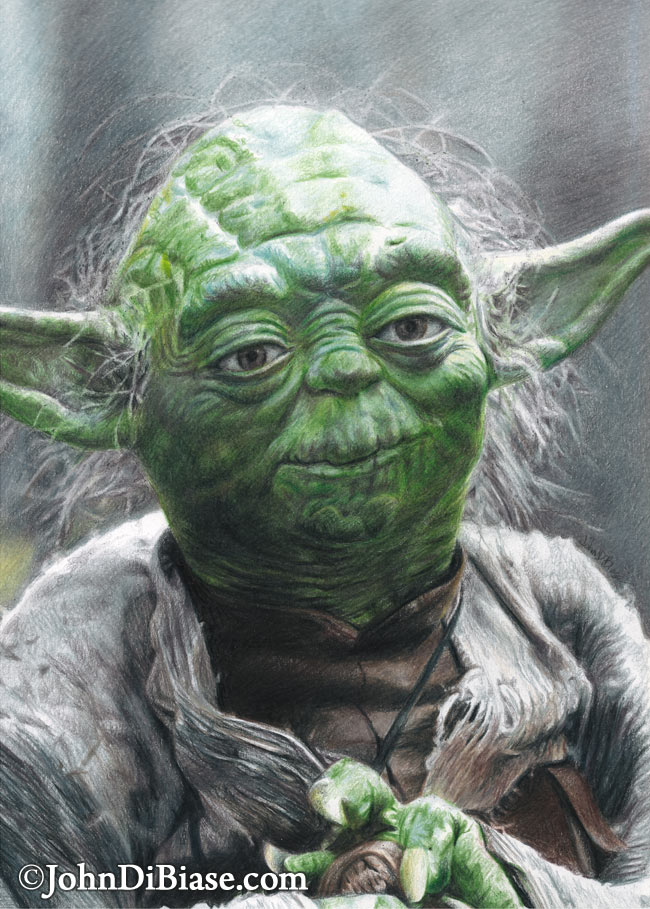Yoda “Empire Strikes Back” Freehand Colored Pencil Drawing