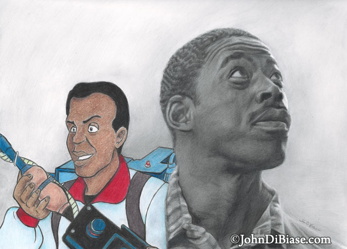 Ernie Hudson as Winston Zeddemore in Ghostbusters and Animated RGB Winston Drawing