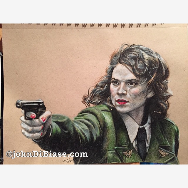 Colored Pencil Sketch of Hayley Atwell as Peggy Carter in “Captain America: The First Avenger”