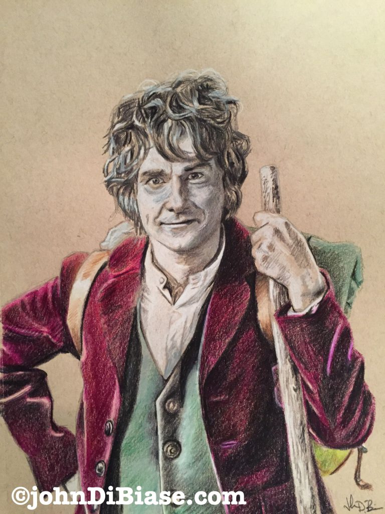 Colored Pencil Sketch of Martin Freeman as Bilbo Baggins in “The Hobbit” Trilogy
