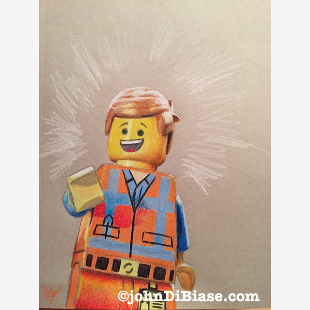 Colored Pencil Sketch of Emmet Brickowski from “The LEGO Movie”
