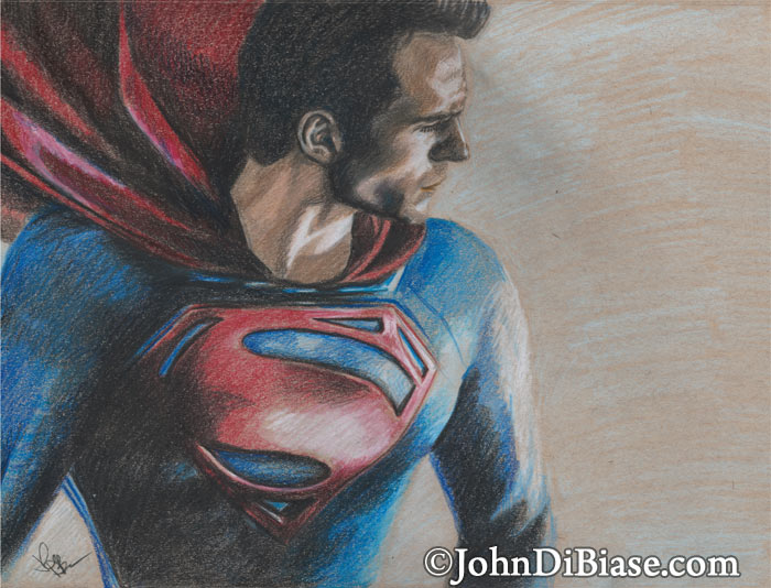 Henry Cavill as Superman in “Man of Steel” Freehand Colored Pencil Sketch