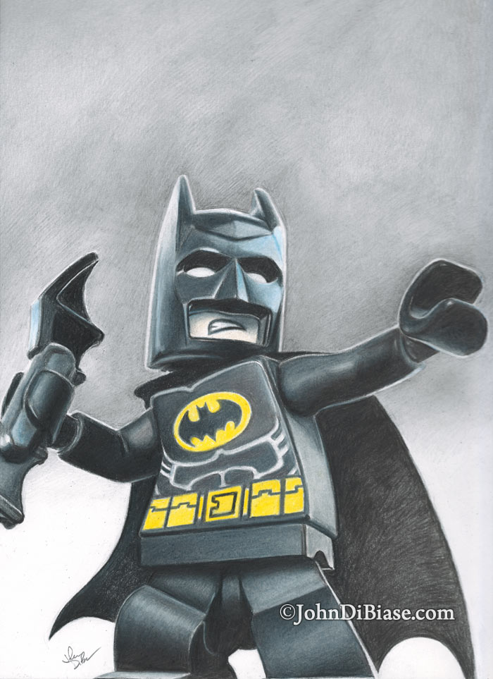 LEGO Batman from The LEGO Movie Freehand Colored Pencil Drawing