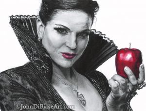 Graphite and Colored Pencil “The Evil Queen” from “Once Upon A Time