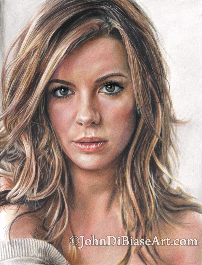 Colored Pencil Drawing of Kate Beckinsale – The Artwork of John DiBiase