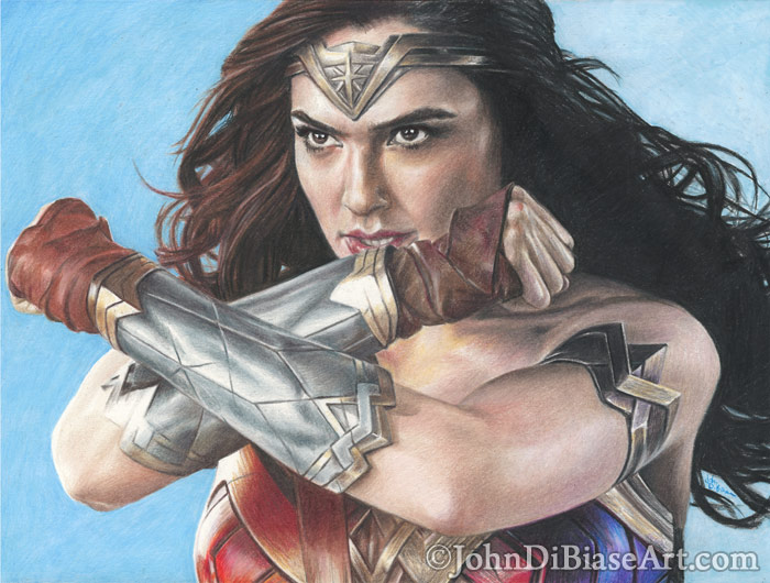 Colored Pencil Drawing Of Gal Gadot As Wonder Woman The Artwork Of John Dibiase 9801