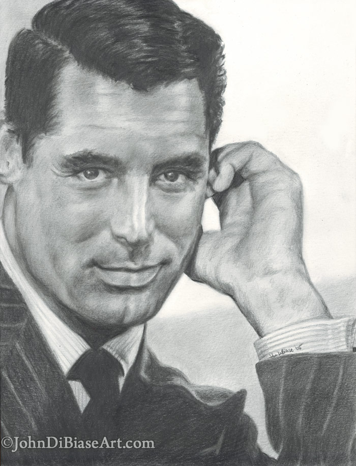 Cary Grant Freehand Graphite Pencil Drawing