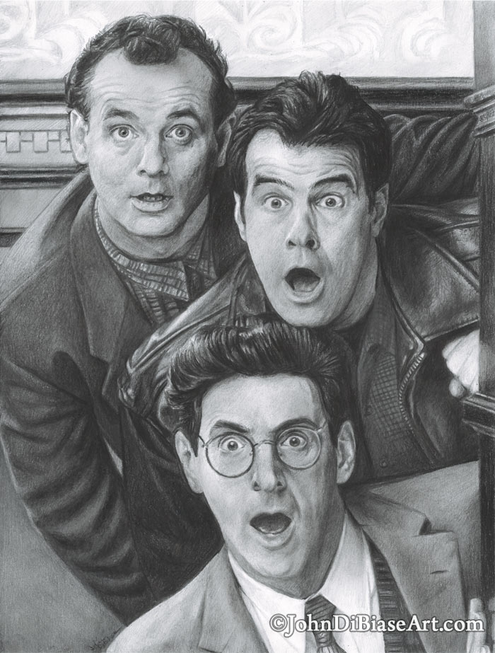 “Ghostbusters II” Peter, Ray, Egon Freehand Graphite Drawing