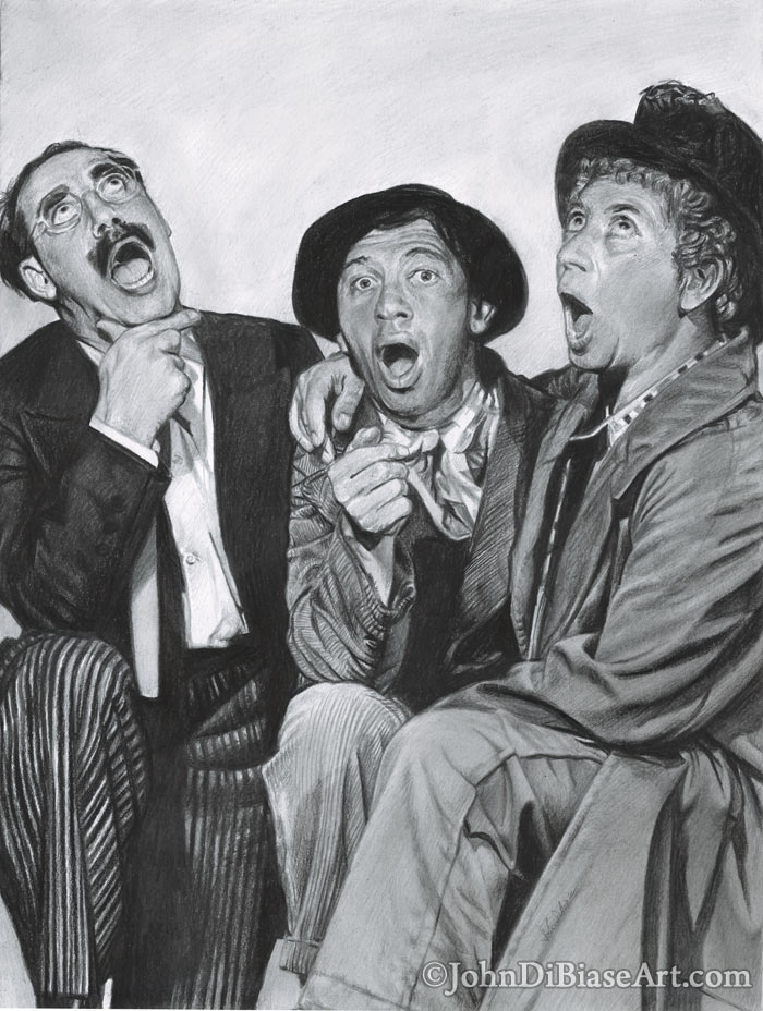 The Marx Brothers Freehand Graphite Drawing
