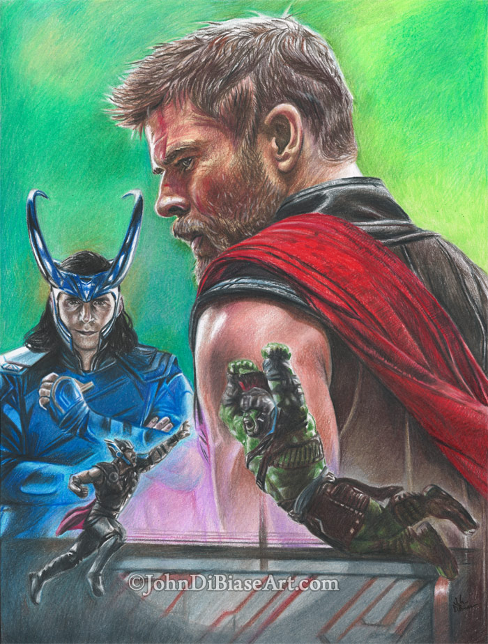 Colored Pencil “Thor Ragnarok” Drawing – The Artwork of John DiBiase