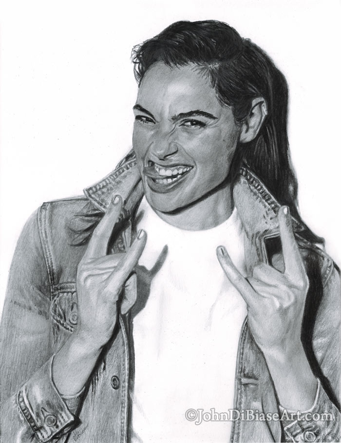 Gal Gadot Freehand Graphite Drawing