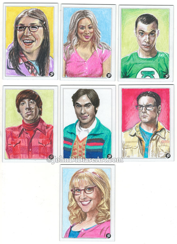 Custom “Big Bang Theory” Character Sketch Cards