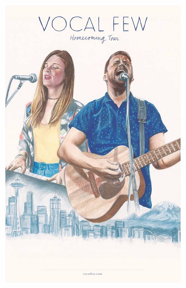 Original Freehand Drawing of Duo Vocal Few for Poster Art