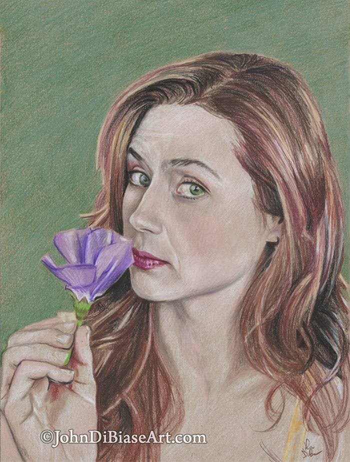 Jenna Fischer Colored Pencil Sketch on Toned Tan Paper