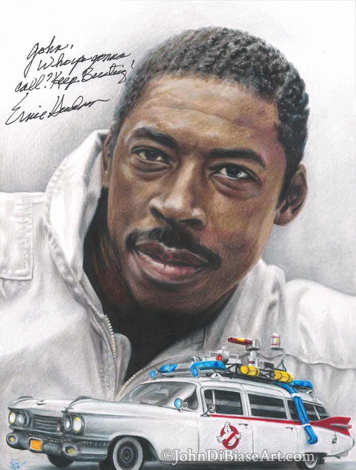 Ernie Hudson as Winston Zeddemore in Ghostbusters Freehand Colored Pencil Drawing (Autographed!)