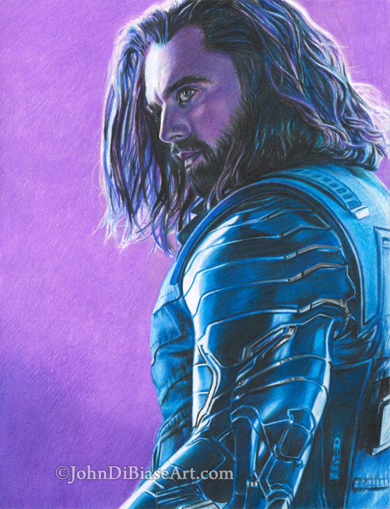 Sebastian Stan as Winter Soldier in “Avengers: Infinity War” Commissioned Colored Pencil Drawing