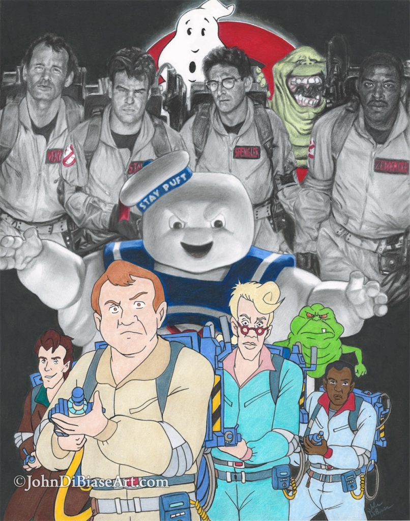 Ghostbusters / Real Ghostbusters Art Book Submission Mash-Up Freehand Drawing