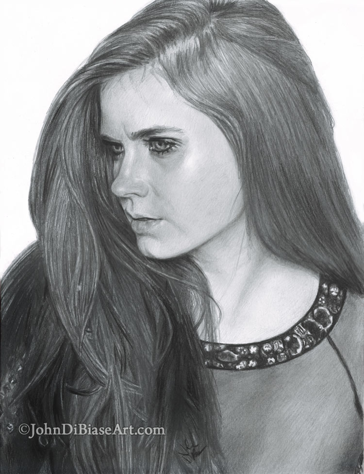 Amy Adams Freehand Graphite Pencil Portrait