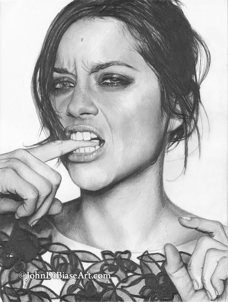 Marion Cotillard Freehand Graphite Drawing