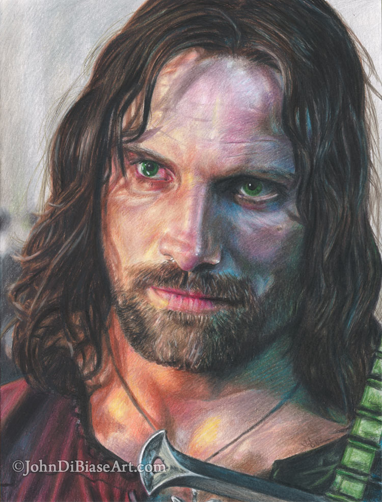 Aragorn from Lord of the Rings Freehand Colored Pencil Drawing The