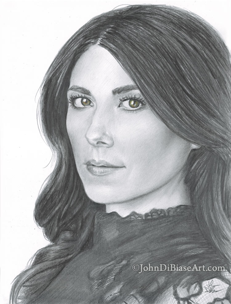 Jewel Staite Freehand Graphite Portrait Drawing