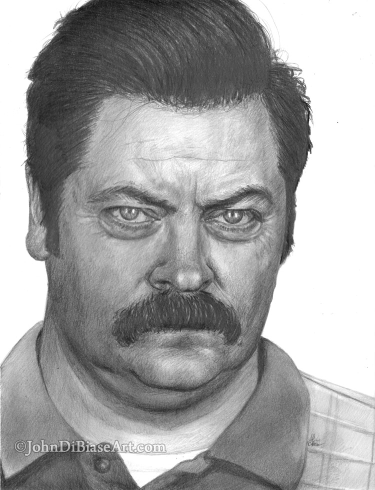 Ron Swanson (Nick Offerman) Pencil Drawing