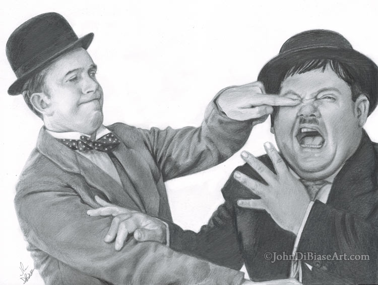 Laurel & Hardy Freehand Graphite Drawing
