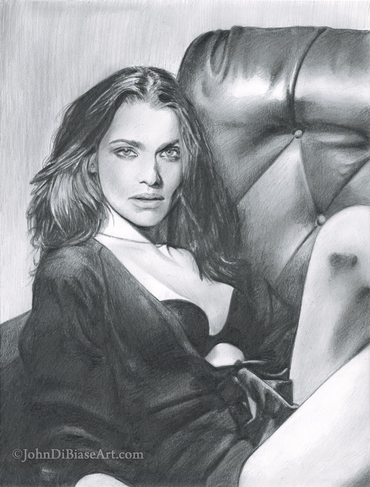 Rachel Weisz Freehand Graphite Sketch