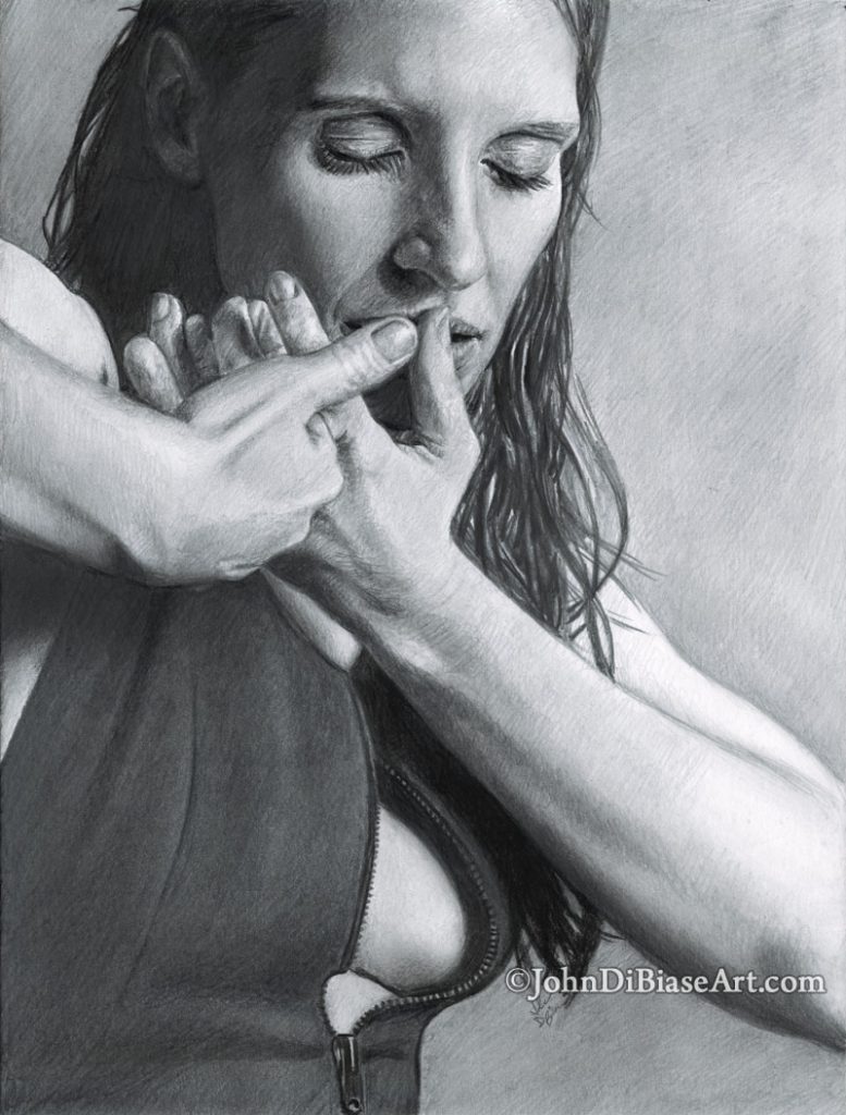 Jessica Chastain Freehand Graphite Pencil Portrait Drawing