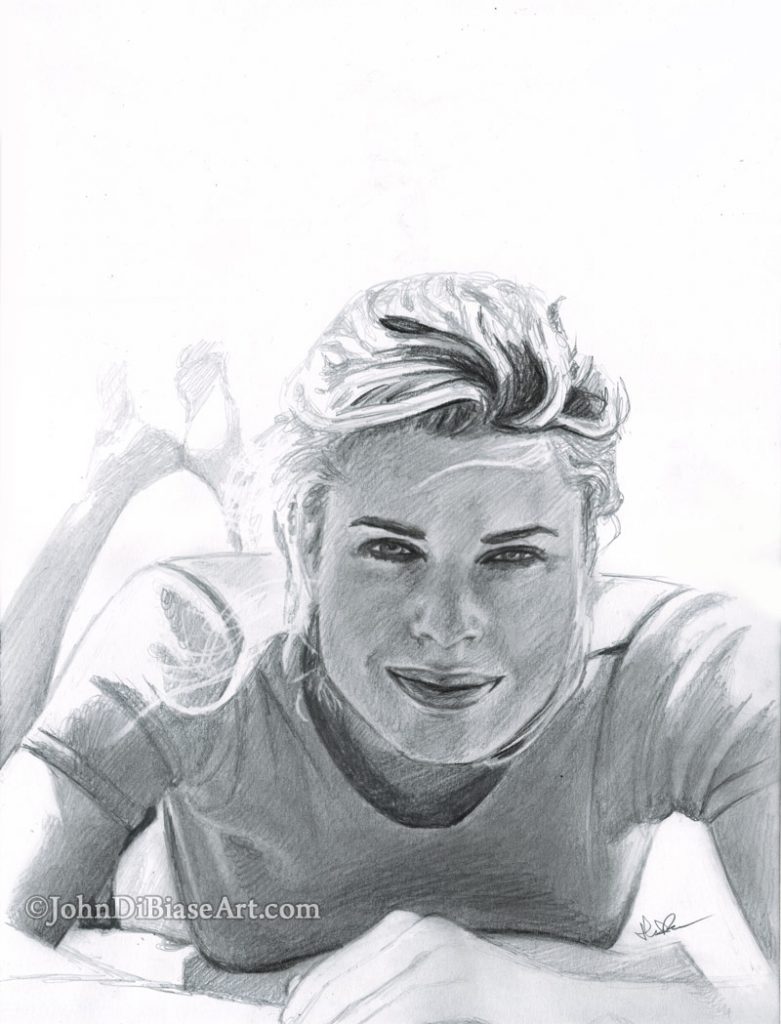 Rebecca Romijn Freehand Graphite Pencil Sketch