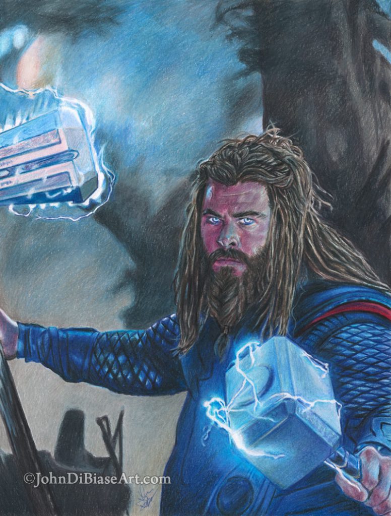Thor “Avengers: Endgame” Freehand Colored Pencil Drawing