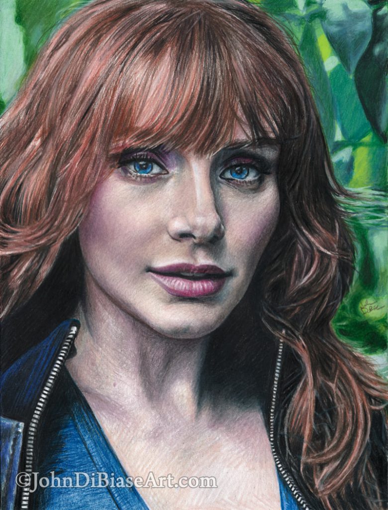 Bryce Dallas Howard Freehand Colored Pencil Portrait Drawing