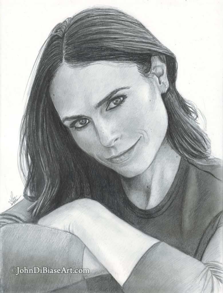 Jordana Brewster Freehand Graphite Pencil Portrait