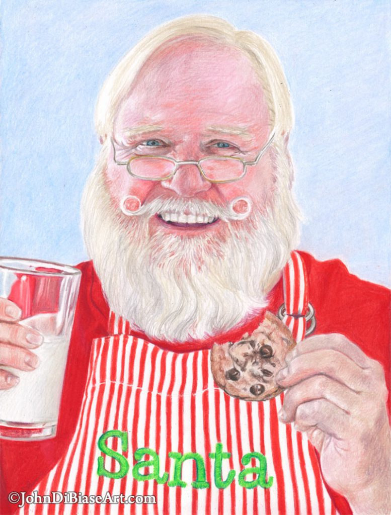 Freehand Colored Pencil and Marker Santa Claus Commission