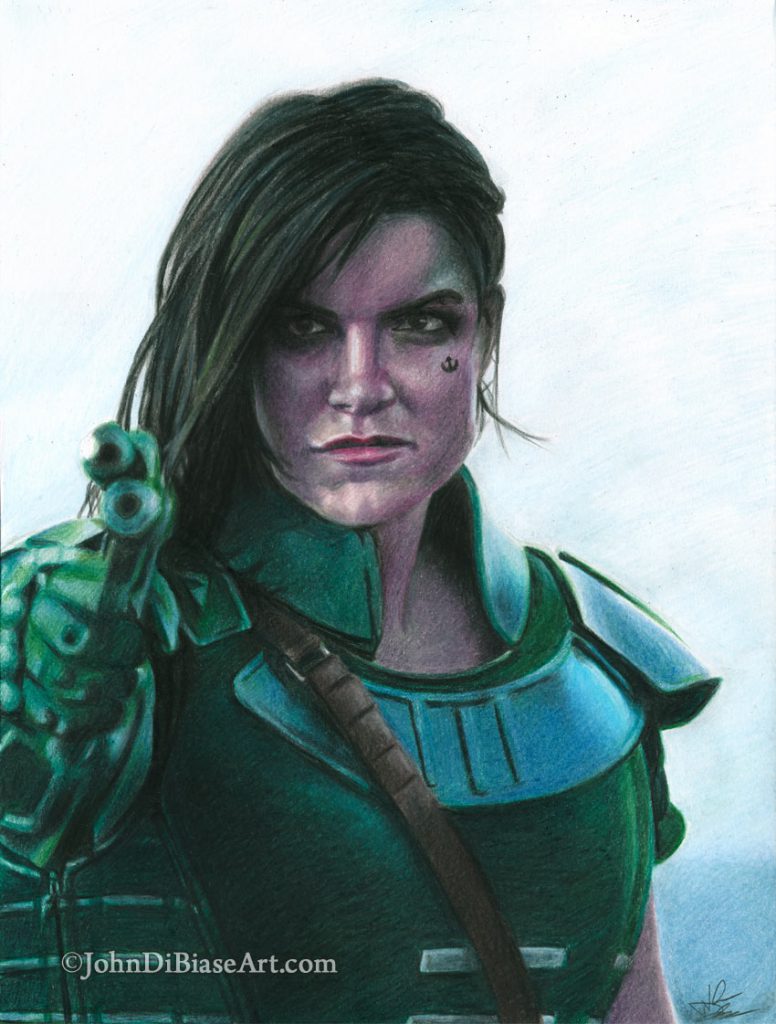 Gina Carano “Cara Dune” Freehand Colored Pencil and Marker Drawing