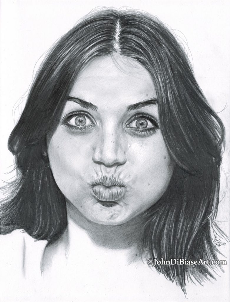 Ana de Armas Freehand Graphite Drawing